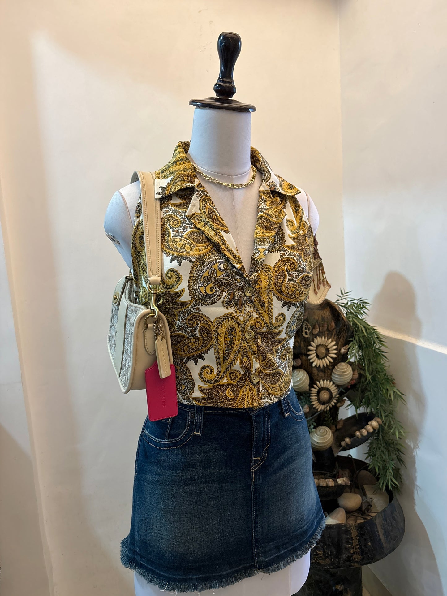 Versace Style Padded Collared Top