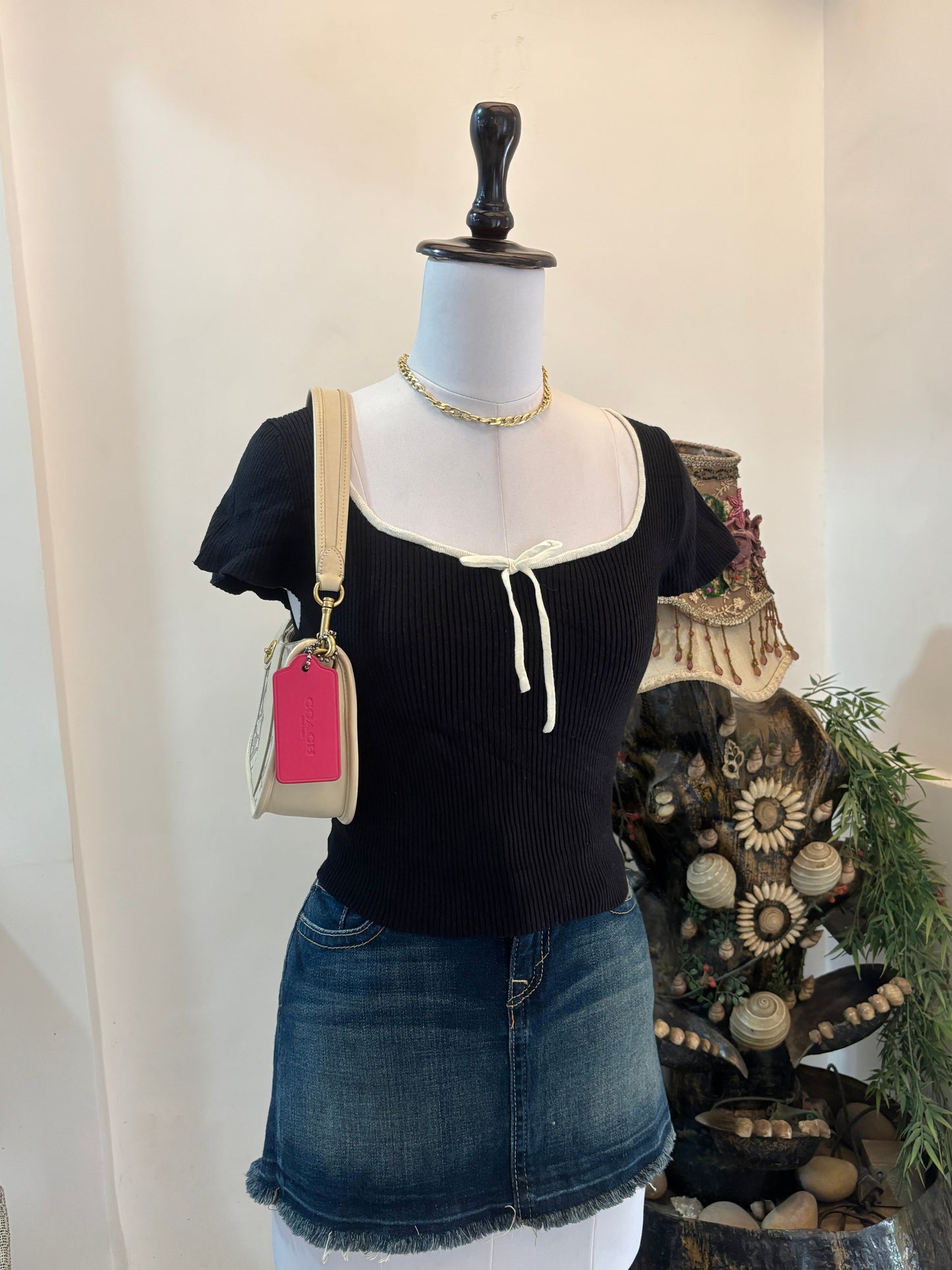 Black Bow Detail Top
