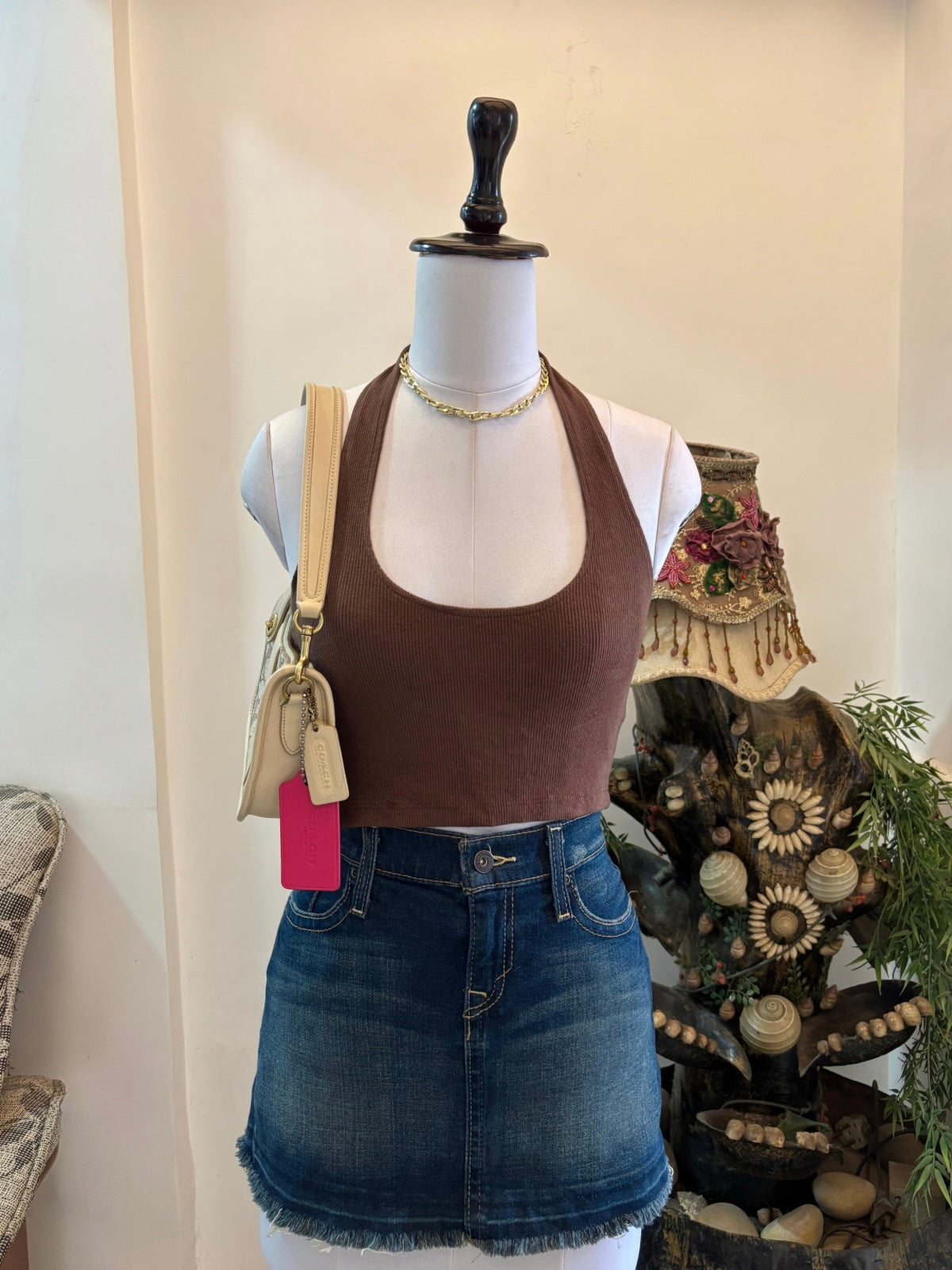 Brown Halterneck Top