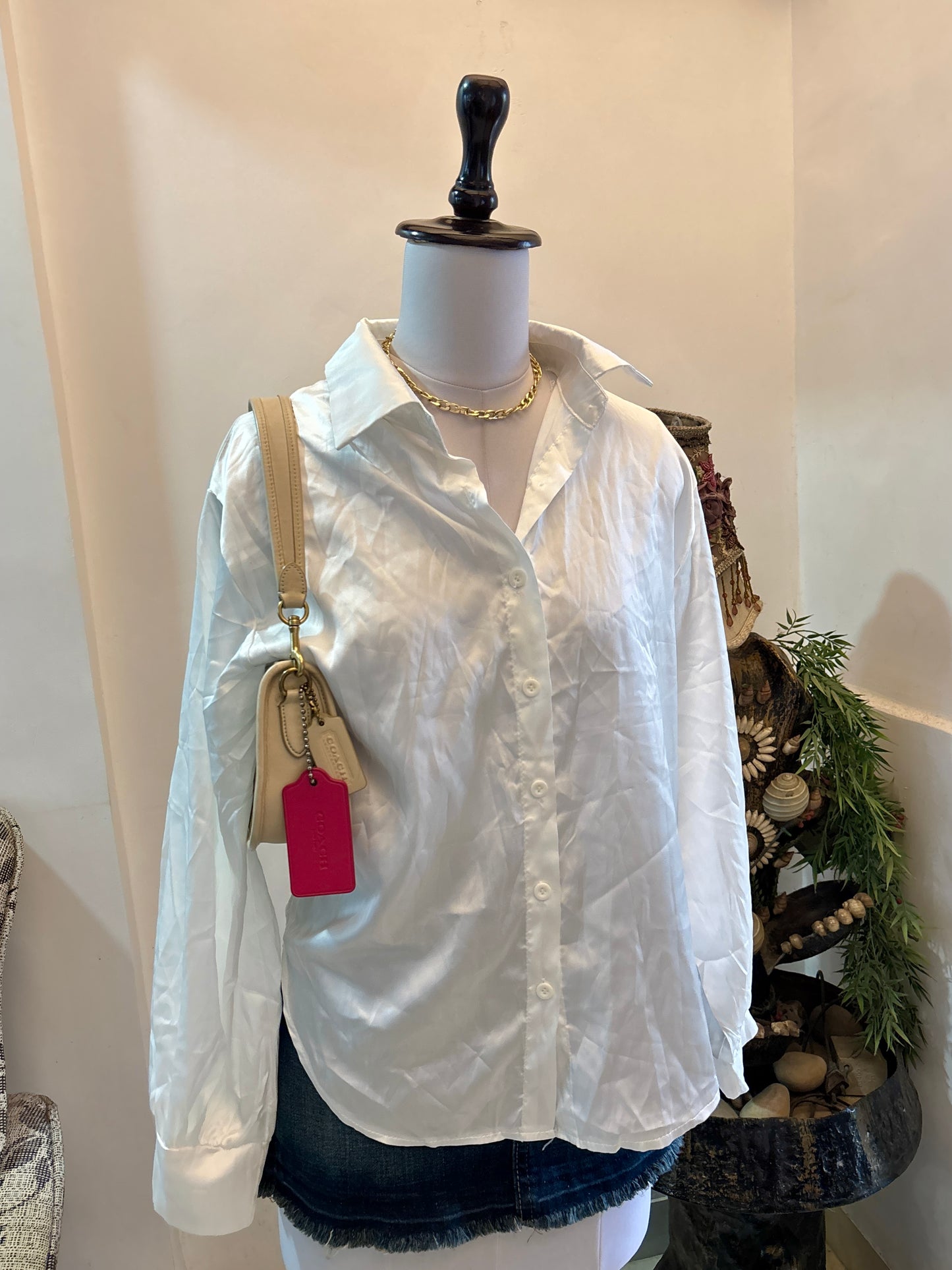 White Satin Oversized Shirt