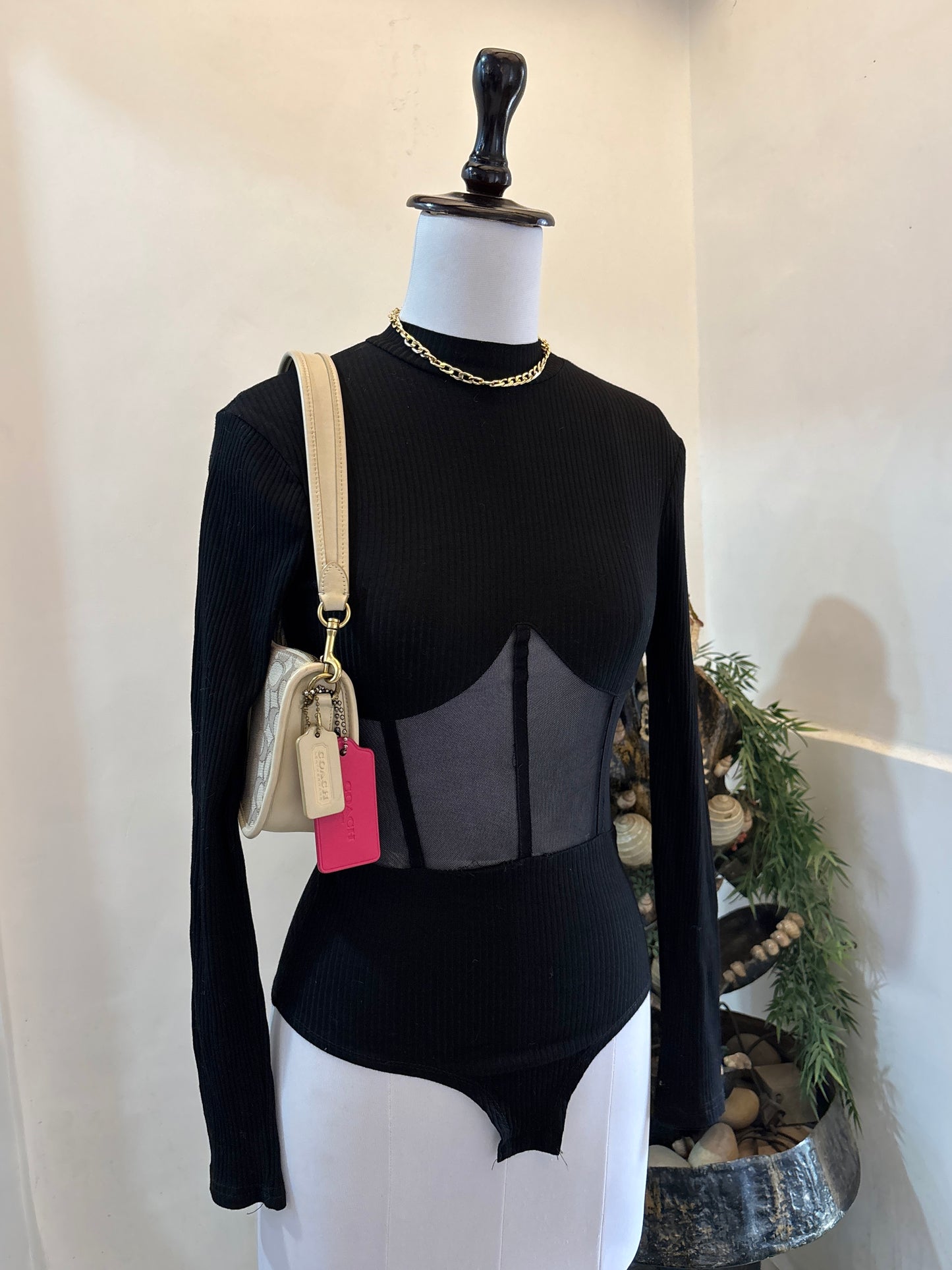 Black Corset Style Bodysuit