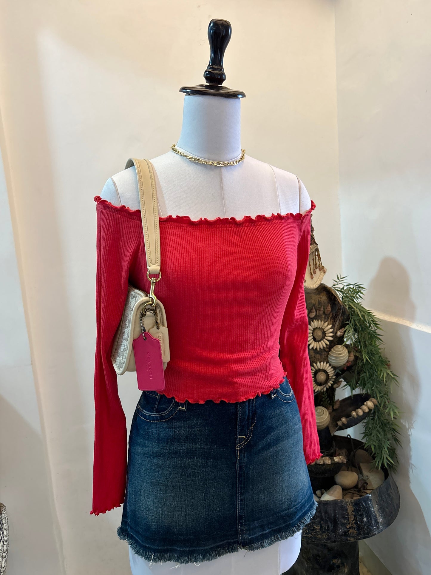 Red Off Shoulder Top