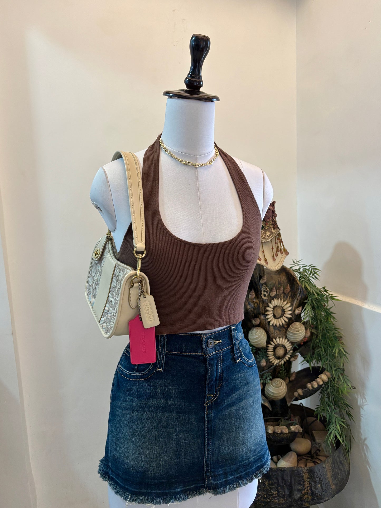 Brown Halterneck Top