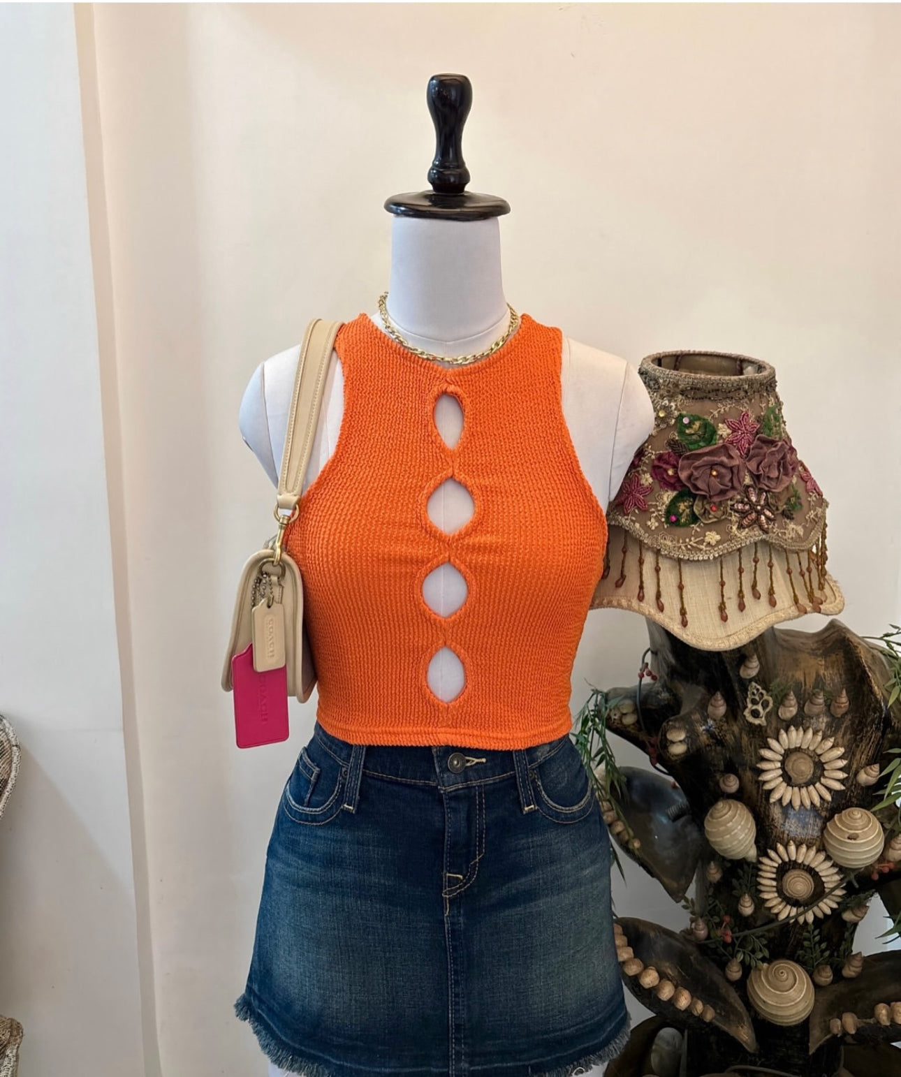 Orange Cutout Top