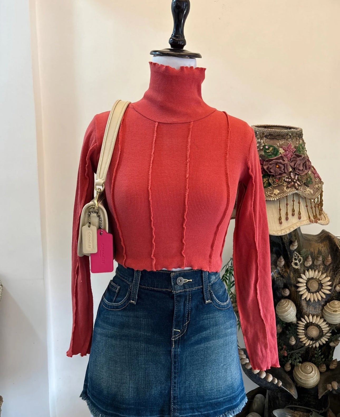 Reverse Stitched Turtleneck Top