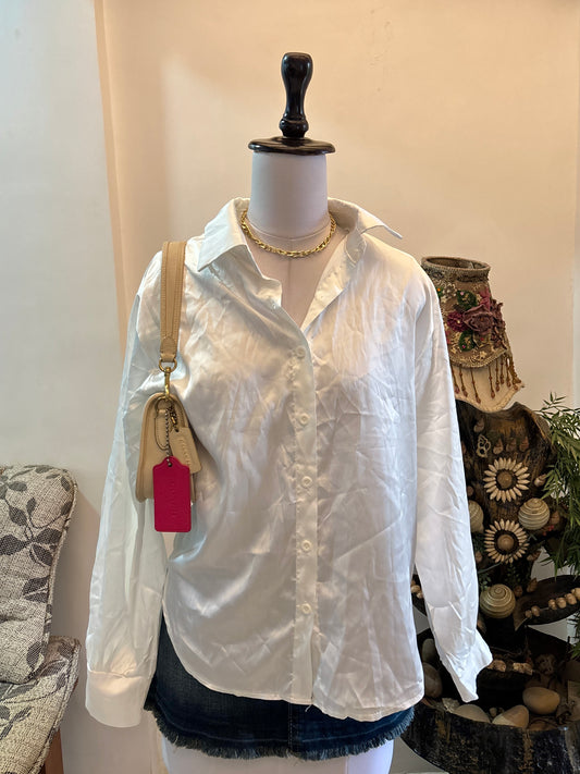 White Satin Oversized Shirt