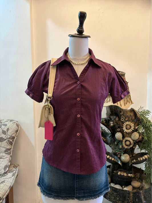 Purple Puff Sleeves Shirt