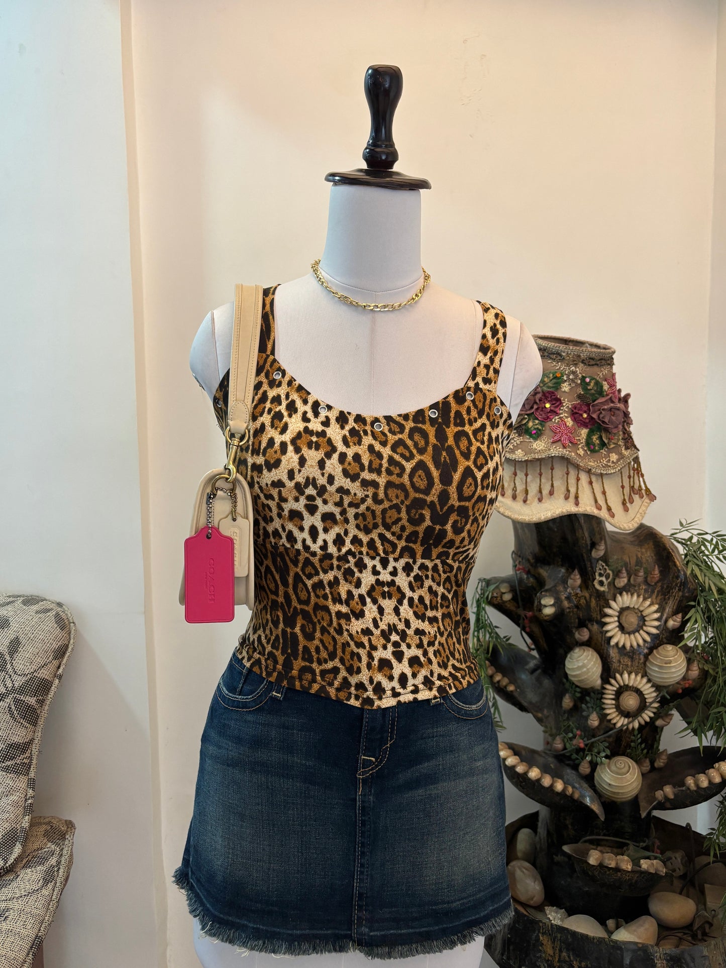Animal Print Criss Cross Back Top