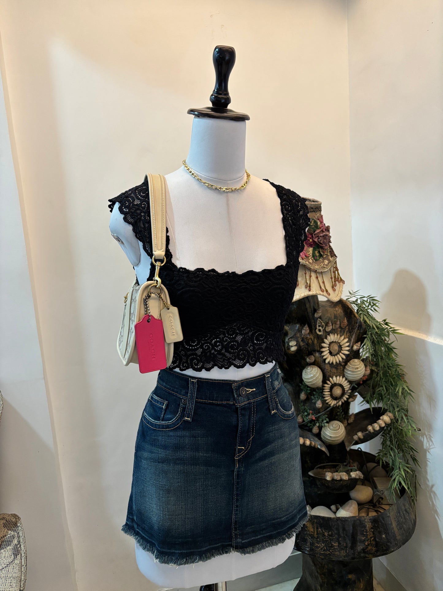 Black Lacy Sheer Waist and Back Top