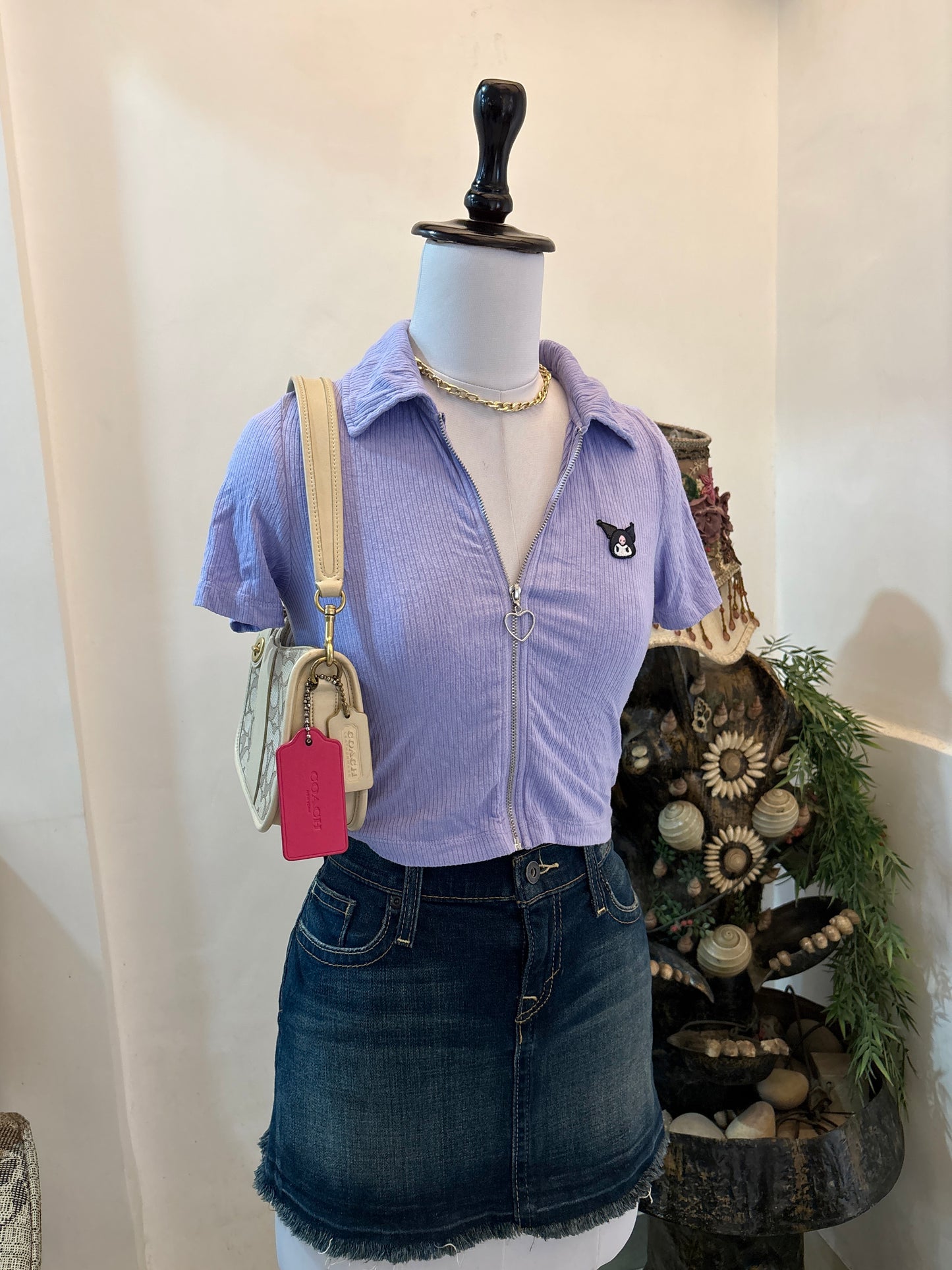 Lilac Polo Zipper Top