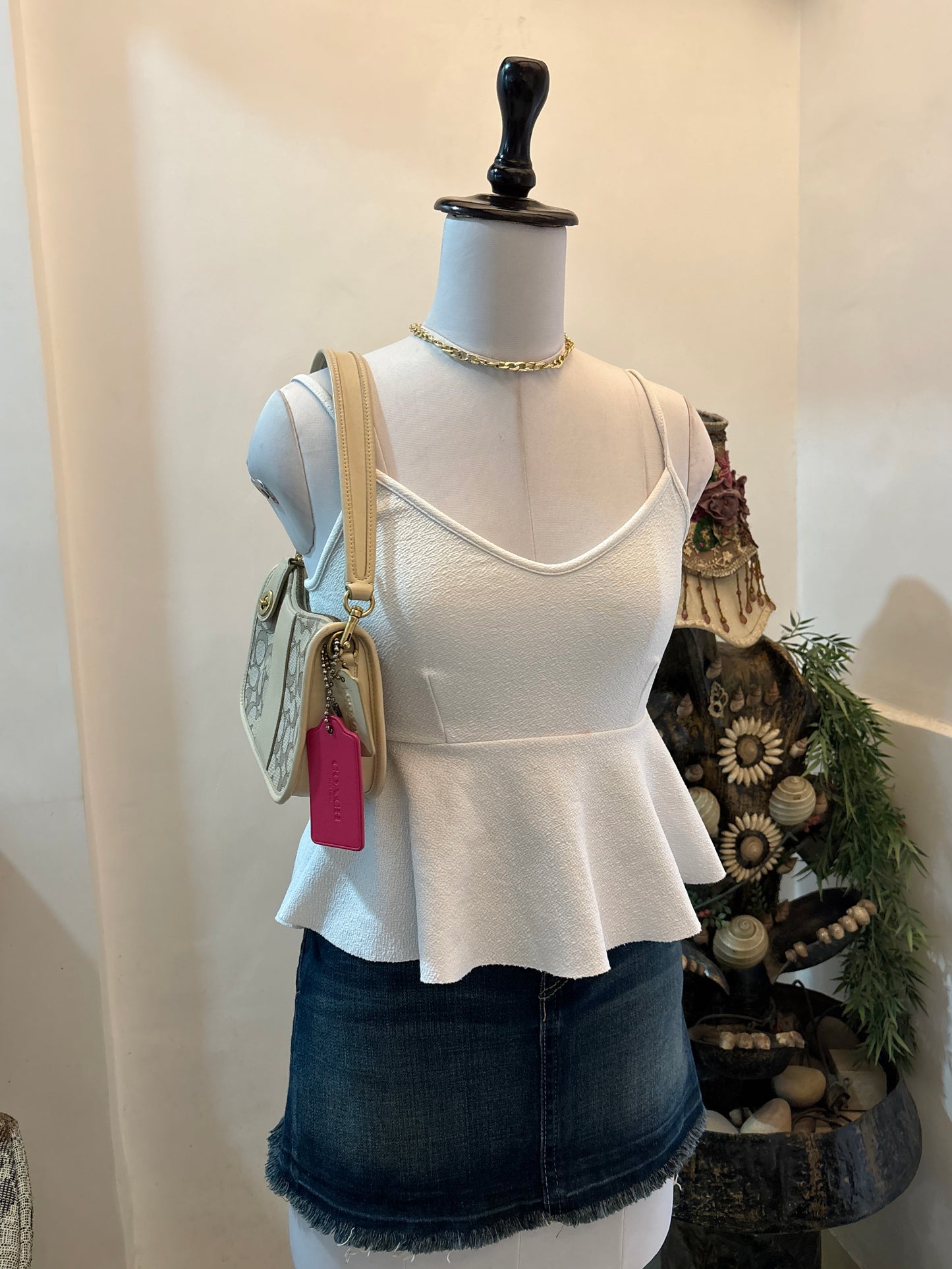White Peplum Top