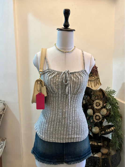 Grey Bustier Style Tie Top