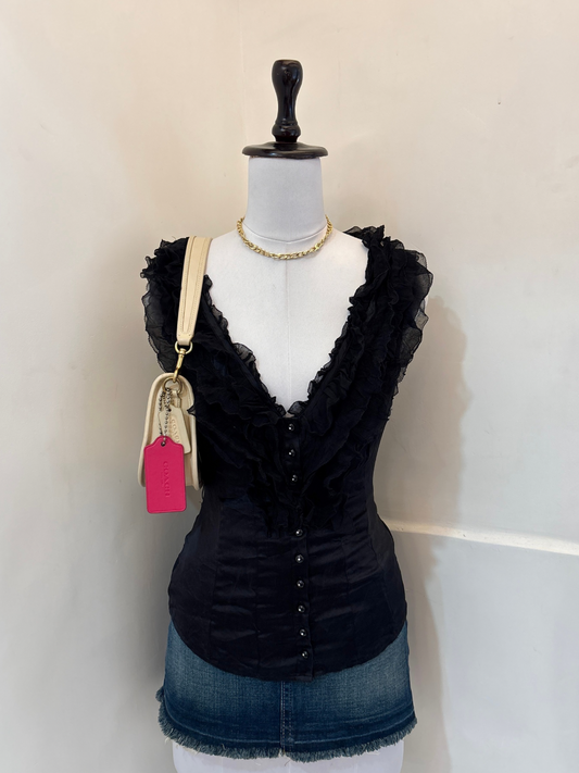 Black Ruffly Top