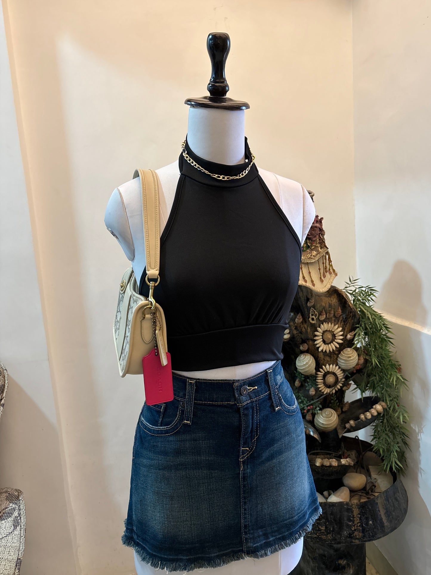 Pretty Black Tie Back Top