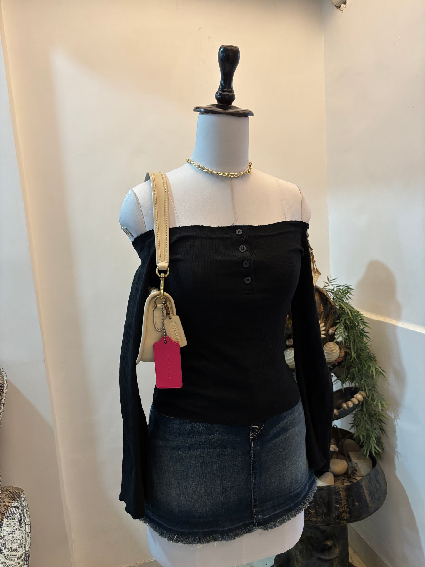 Black Bell Sleeves Off Shoulder Top