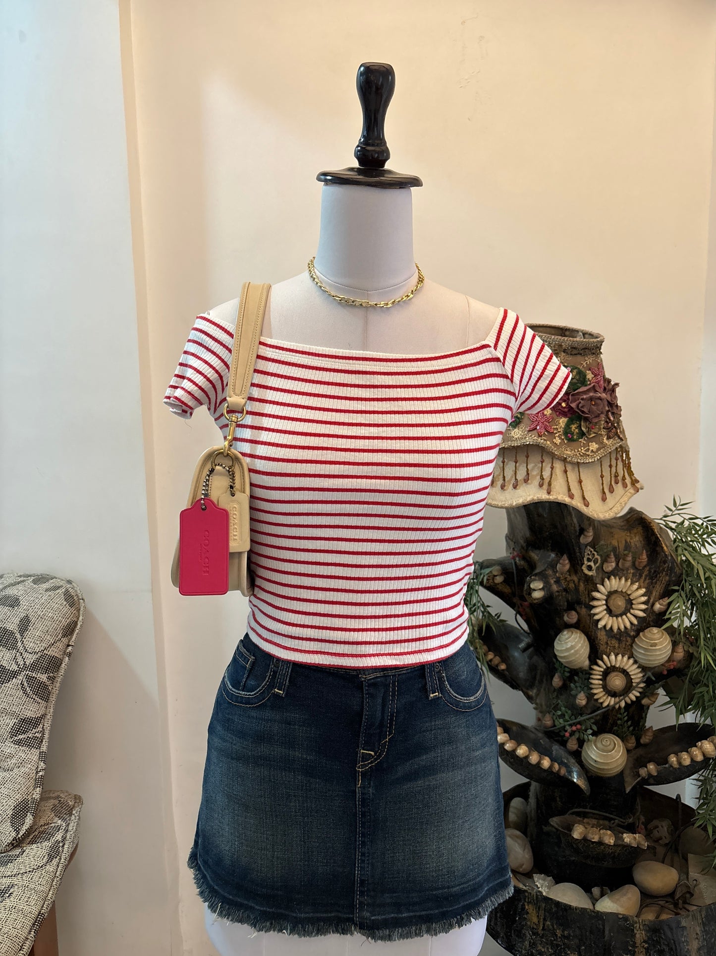 Striped Off Shoulder Top