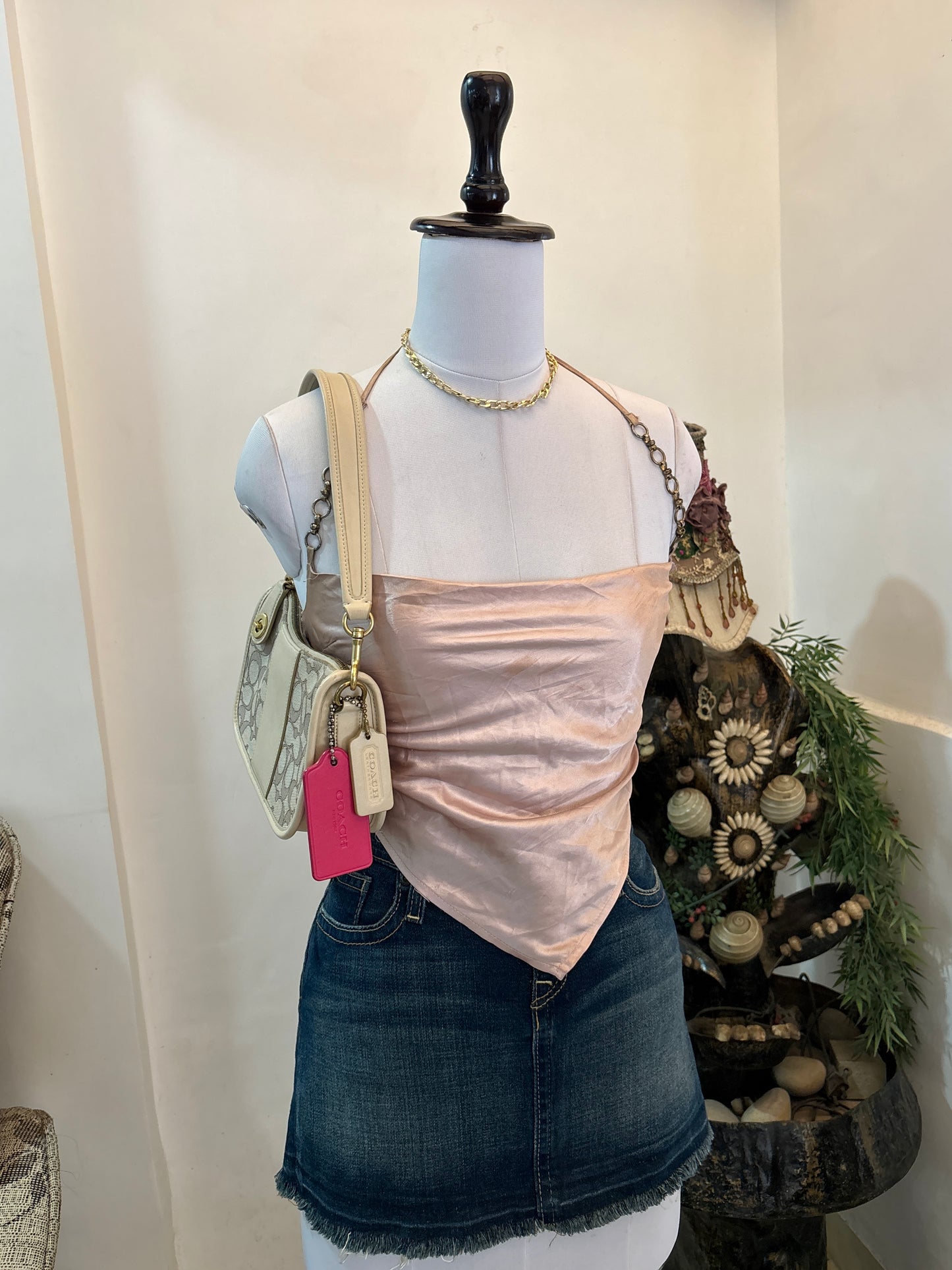Pink Satin Tie Top