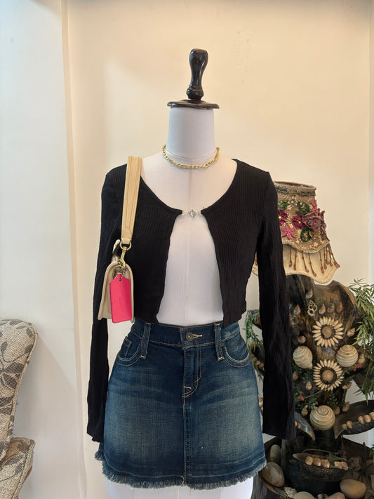 Black Open Waist Top
