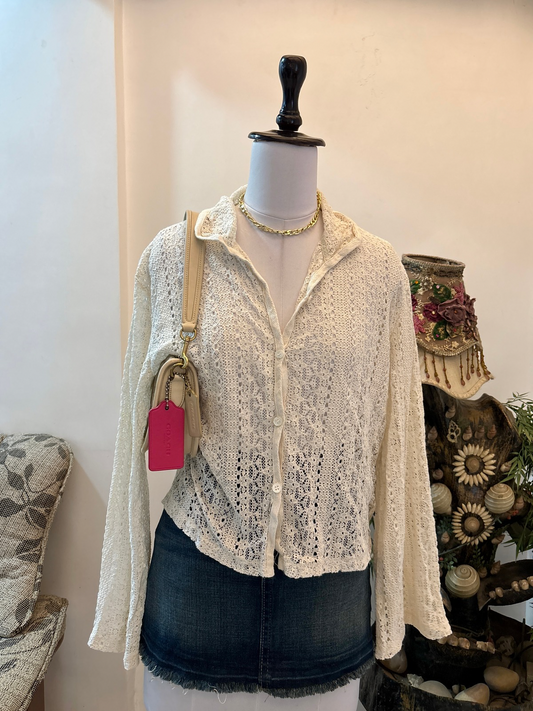 Sheer Bell Sleeves Shirt Top