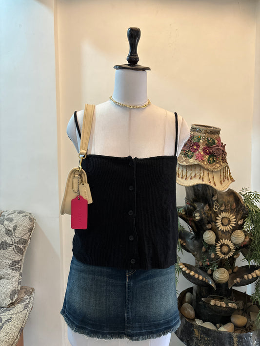 Black Rib Knit Straight Fit Top