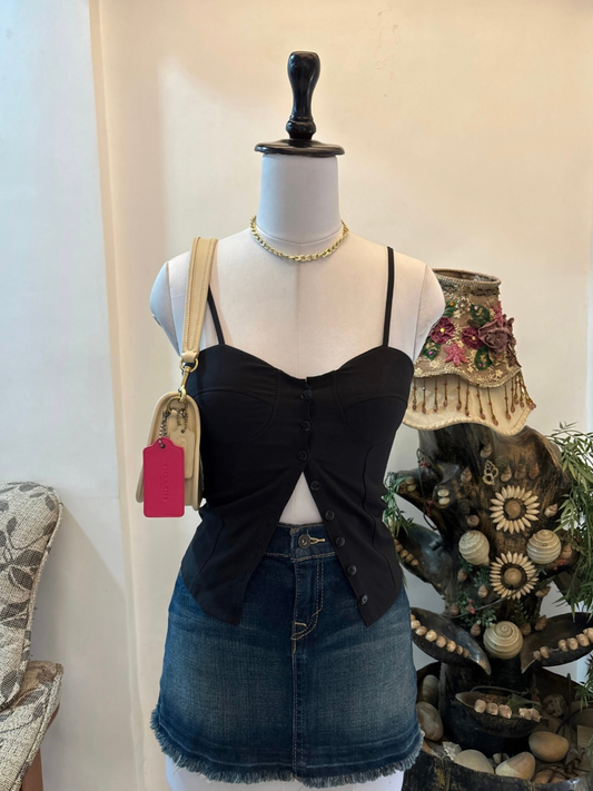 Black Padded Fitted Top