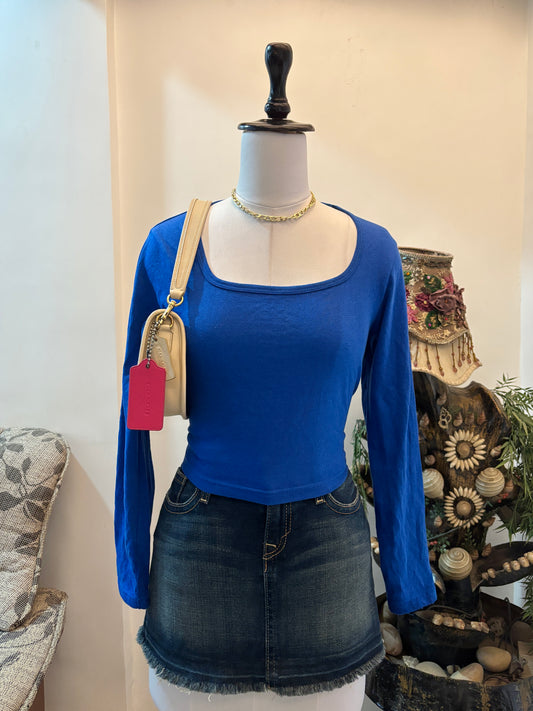 Blue Round Neck Top