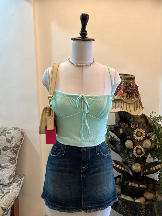 Blue Bustier Style Tie Top