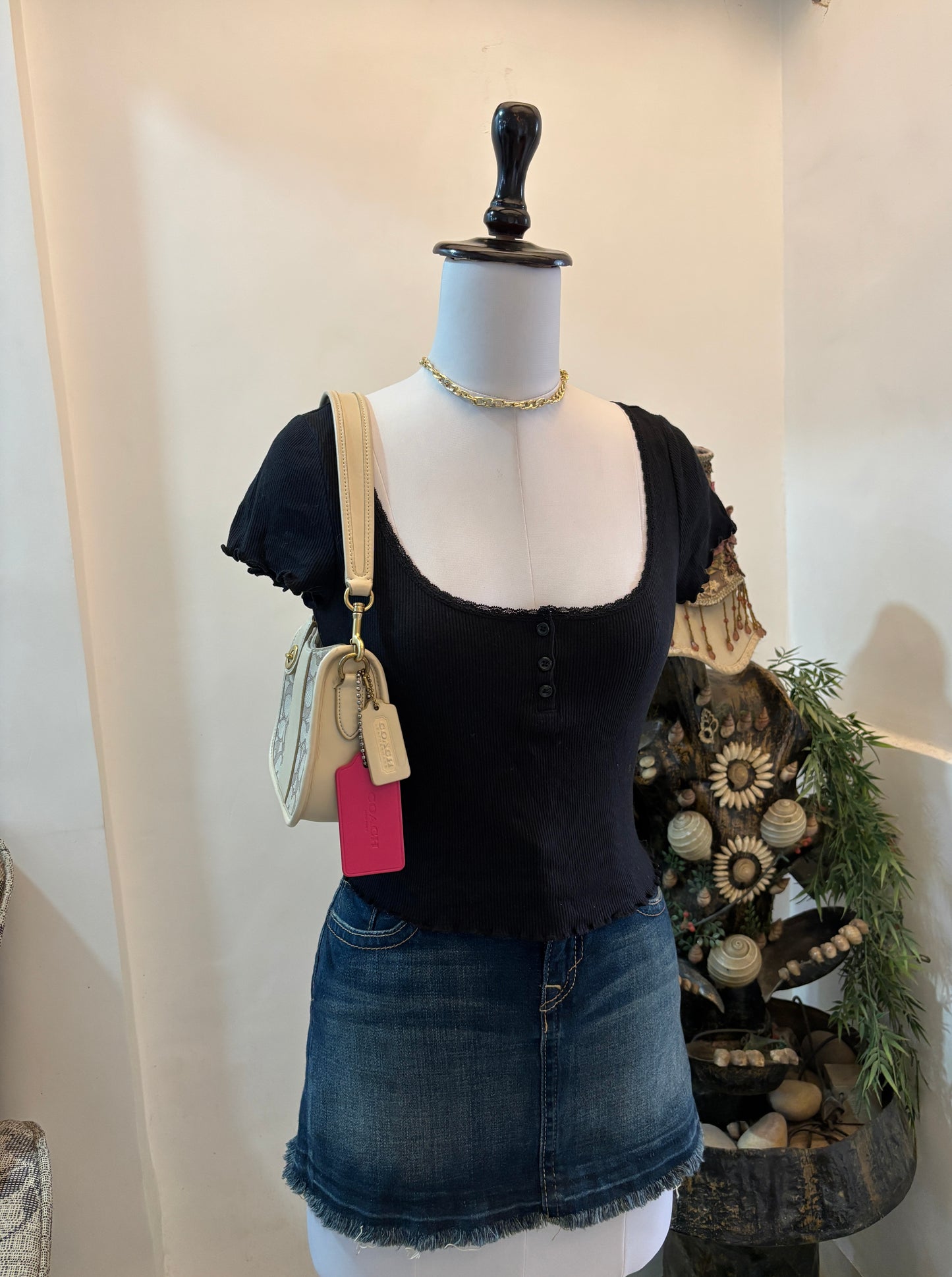 Black Pinteresty Top with Lacy Neckline