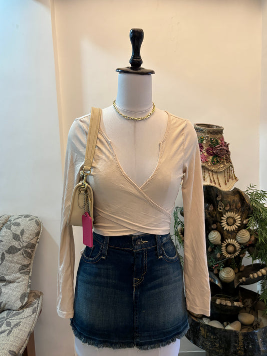 Nude Wrap Style Tie Back Top