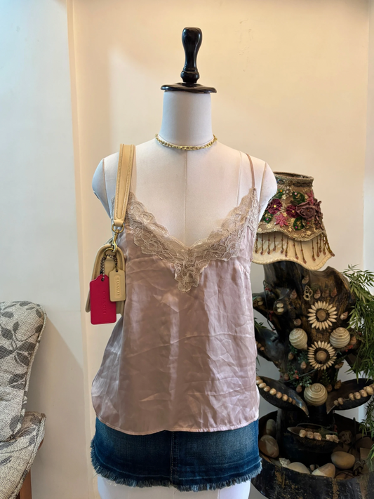 Brown Lacy Neckline Summery Top