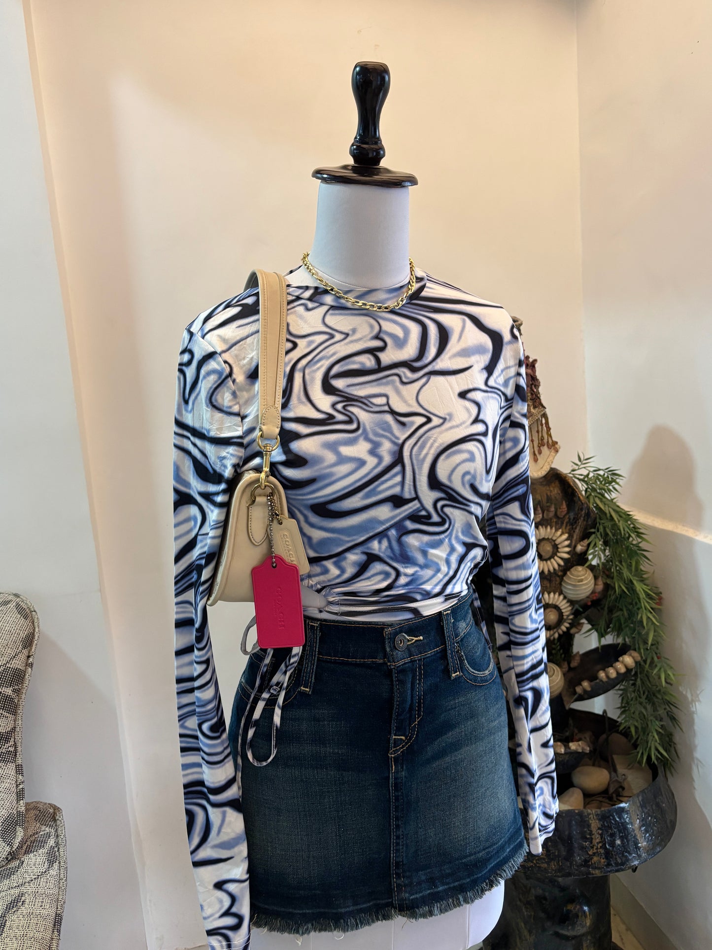 Y2K Style Tie Waist Top with Bell Sleeves