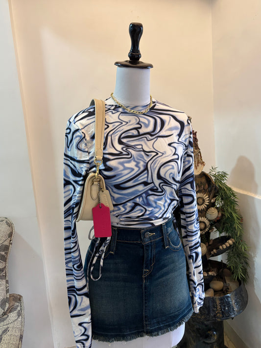 Y2K Style Tie Waist Top with Bell Sleeves
