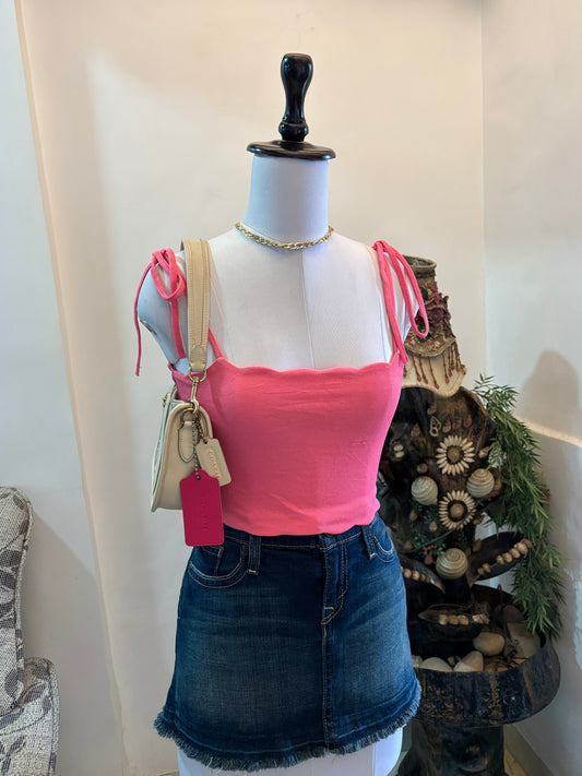 Pink Tie Shoulder Top