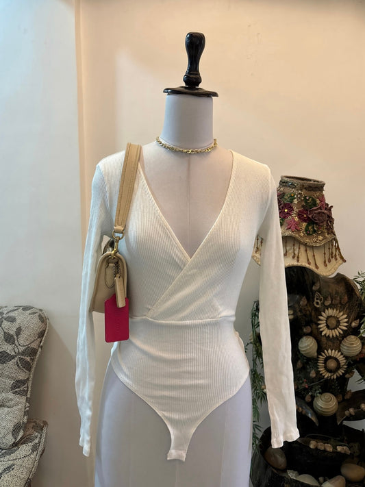 White Wrap Style Bodysuit