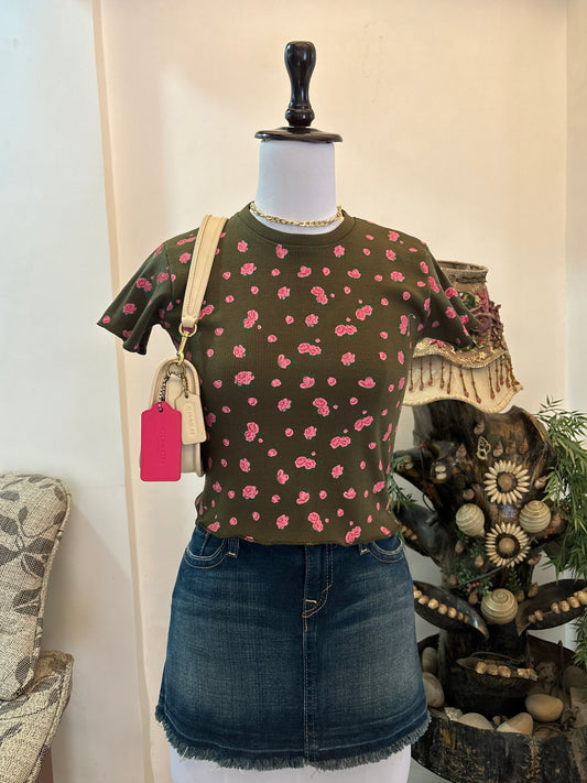 Olive Green Floral Top