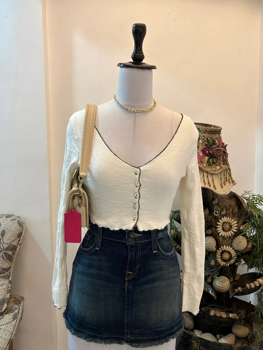 Cream Buttons Top (Fits a little below bust)