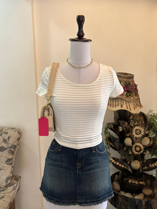 White Round Neck Top