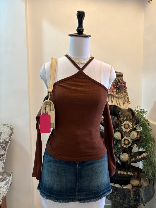Brown Off Shoulder Top