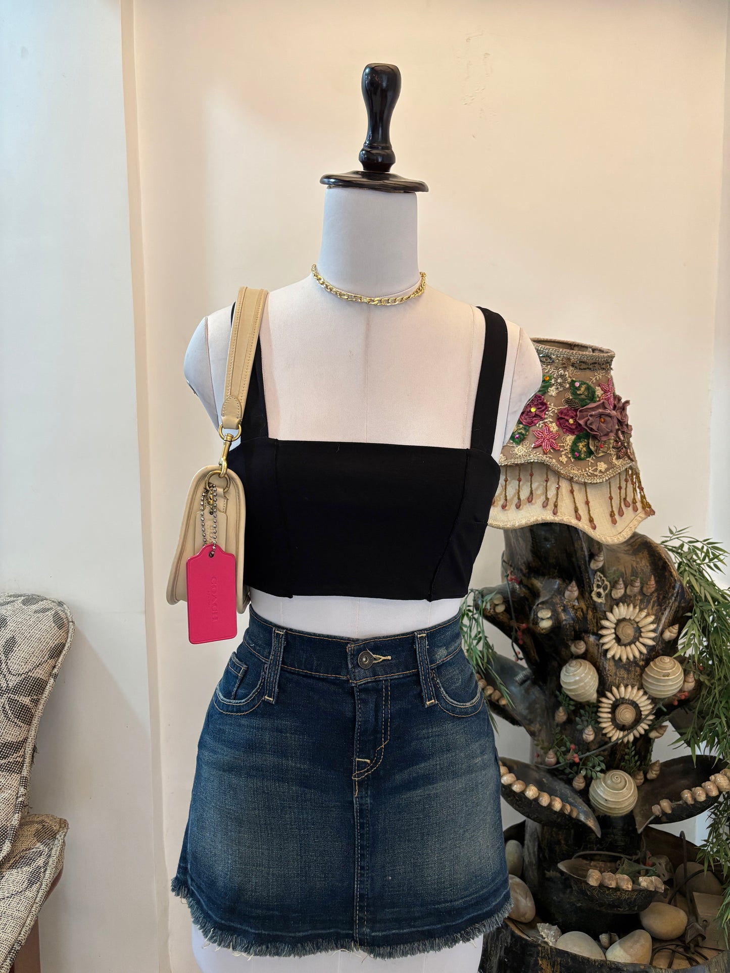Black Criss Cross Back Crop Top