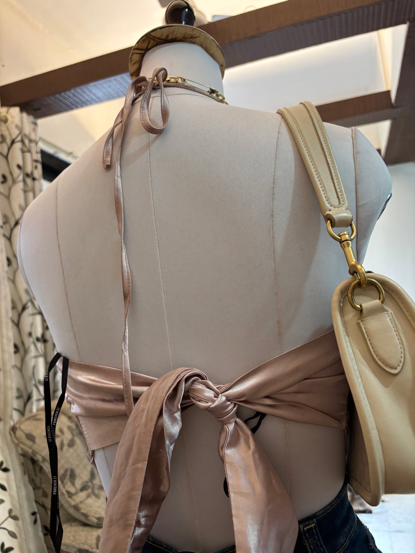 Pink Satin Tie Top