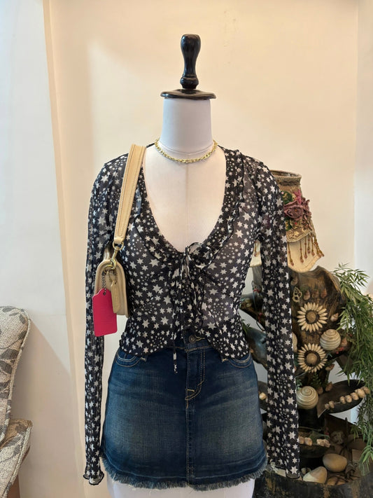Sheer Tie/ Open Waist Top