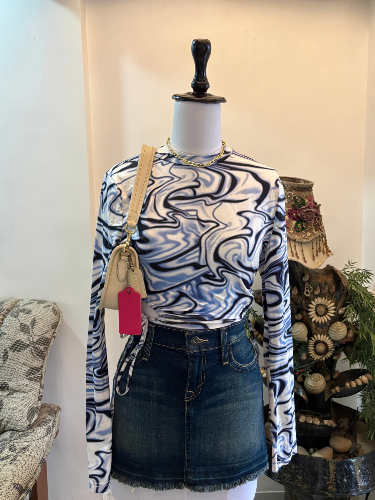 Y2K Style Tie Waist Top with Bell Sleeves