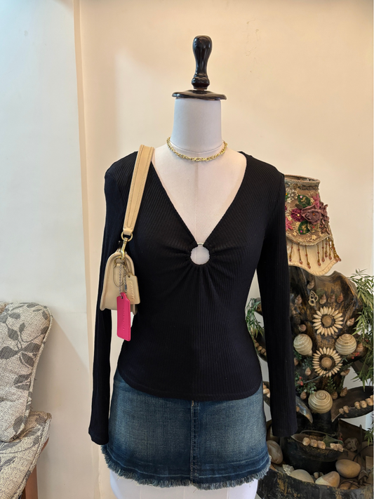 Black V Neck Top