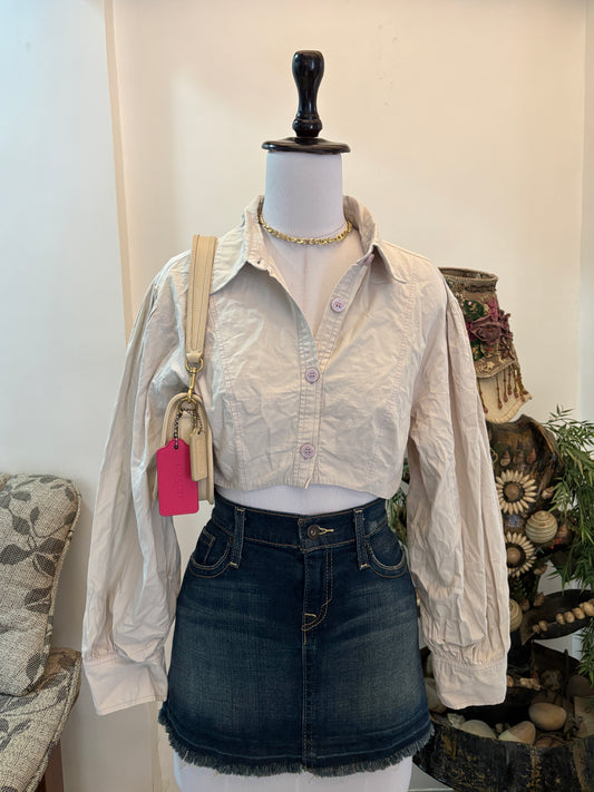 Cropped Balloon Sleeves Shirt