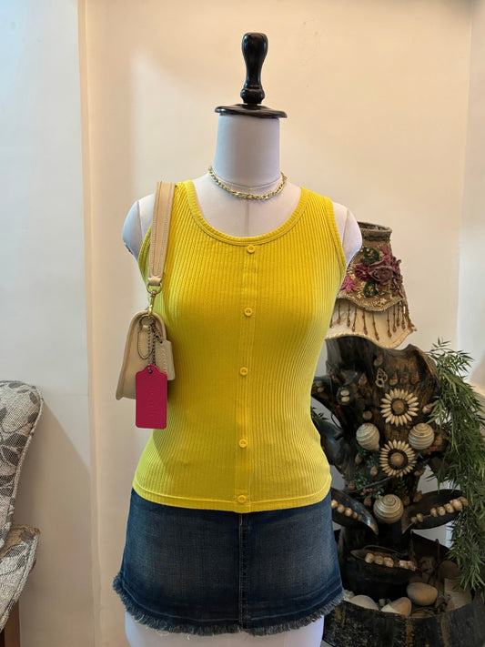 Yellow Asymmetrical Buttons Pinteresty Top