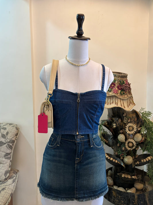Cropped Denim Bustier Style Top