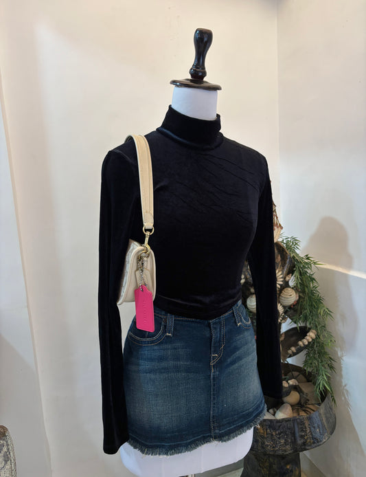 Black Velvet Top with Cutout Back