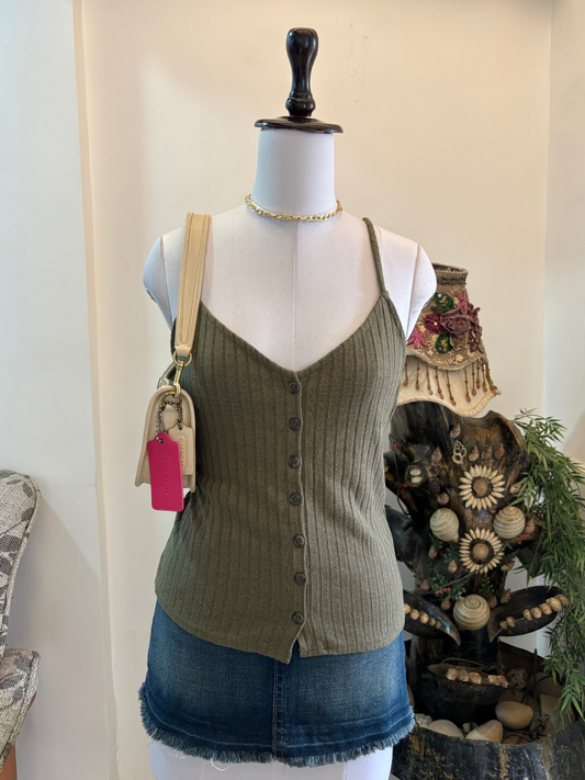 Olive Green Buttons Top