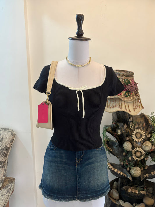 Black Bow Detail Top