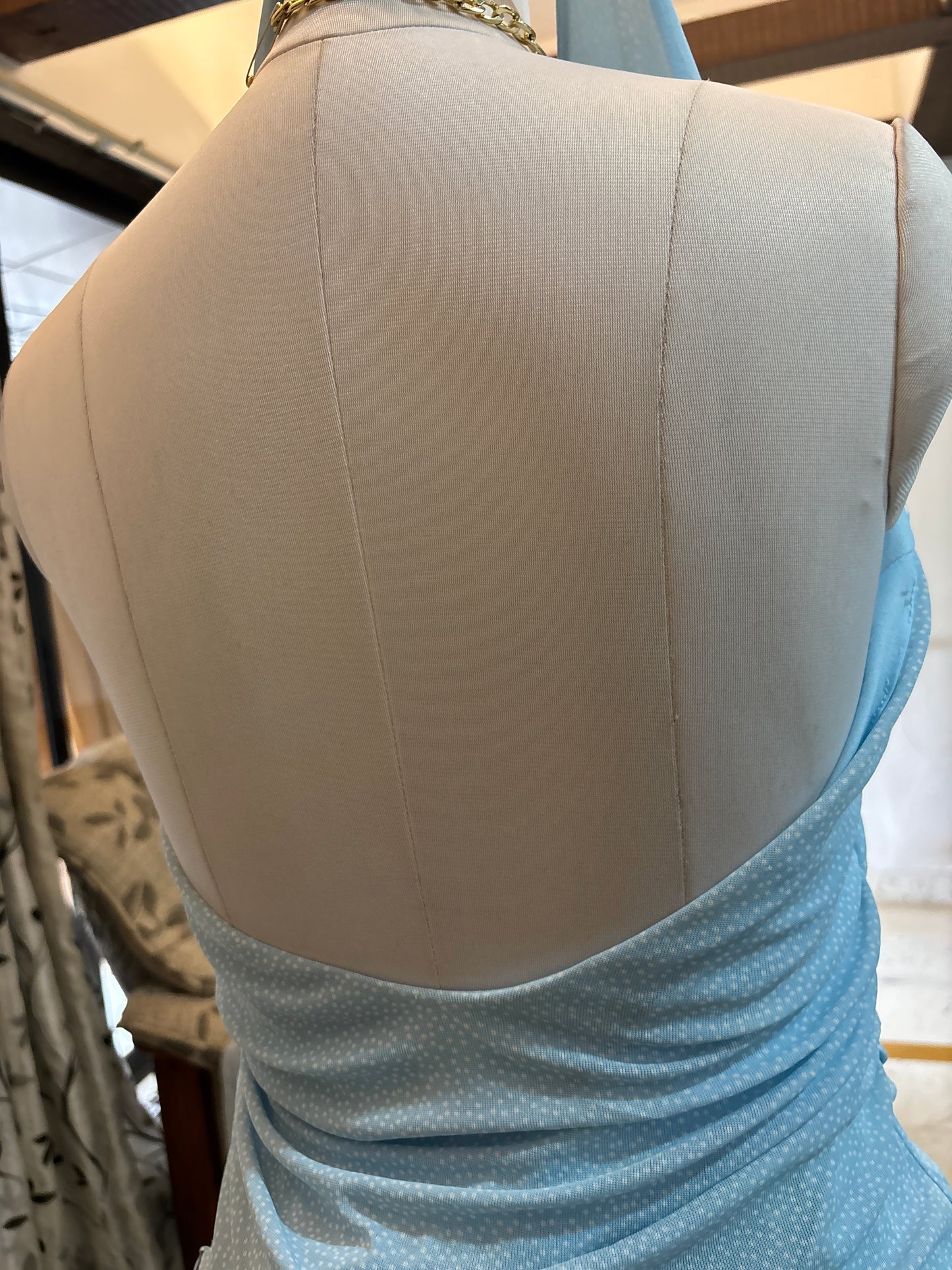 Blue Polka Dots Halterneck Top